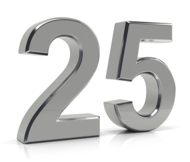 Beyaz arka plan üzerinde izole sayı 25