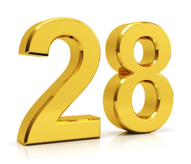 Beyaz arka plan üzerinde izole sayı 28