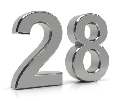 Beyaz arka plan üzerinde izole sayı 28