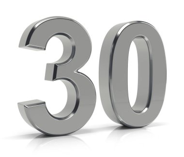 Beyaz arka plan üzerinde izole sayı 30