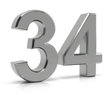 Beyaz arka plan üzerinde izole numarası 34