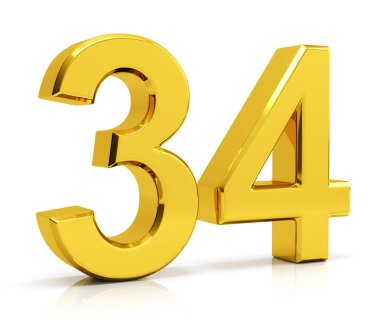 Beyaz arka plan üzerinde izole numarası 34