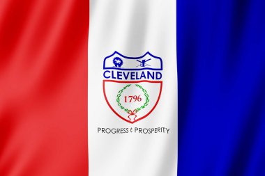 Şehir Cleveland, Ohio (bizi) 3d resimde bayrak