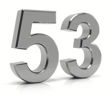 Beyaz arka plan üzerinde izole 53 numara gümüş