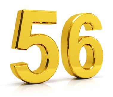 Altın sayısı 56 beyaz arka plan üzerinde izole
