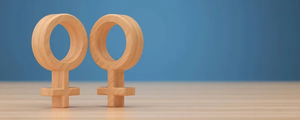 Wooden Lesbian Symbol Render — 스톡 사진