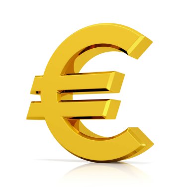 Beyaz arkaplanda izole edilmiş 3d euro işareti.