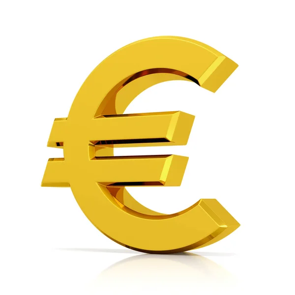 白い背景に隔離された金の3Dユーロ記号 — ストック写真