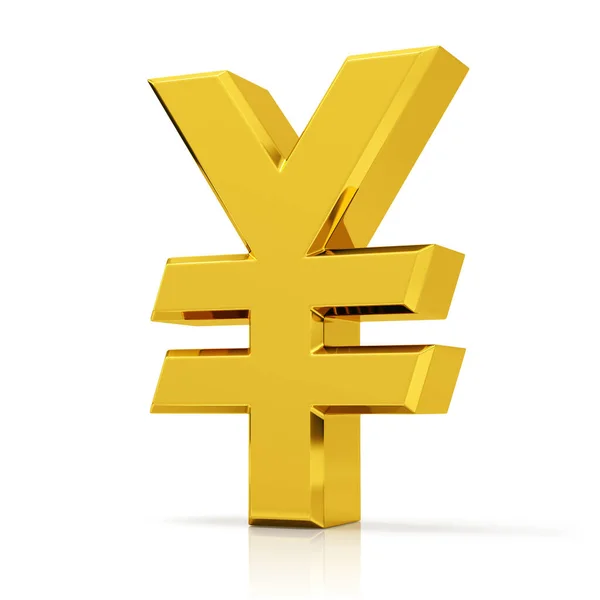 Χρυσό Σύμβολο Γιεν Ιαπωνικό Σύμβολο Yen Απομονωμένο Λευκό Φόντο — Φωτογραφία Αρχείου