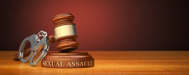 Cinsel saldırı suçundan. Gavel ve kelime cinsel saldırı ses bloğunda.