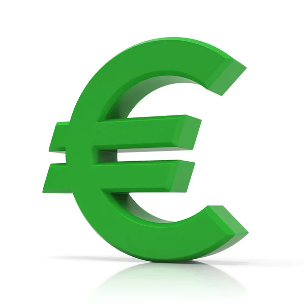 Zelená Euro Značka Izolované Bílém Pozadí — Stock fotografie
