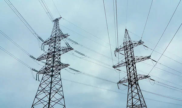 Power transmission line. Electric main. Lines in the sky.