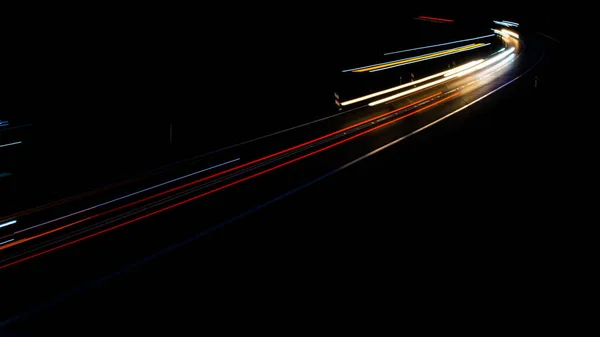 Luzes Carros Com Noite — Fotografia de Stock