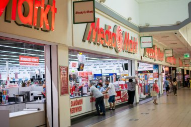 Czeladz, Polonya - 31.07.2020-Czeladz Mediamarkt mağazası