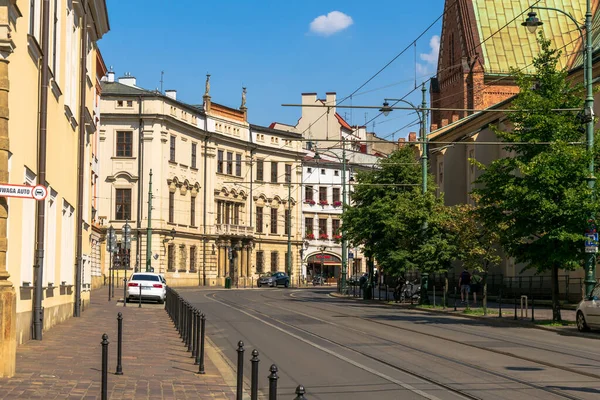 Krakow, Polonya - 08 / 08 / 2020 - Krakow 'daki tarihi sokaklar