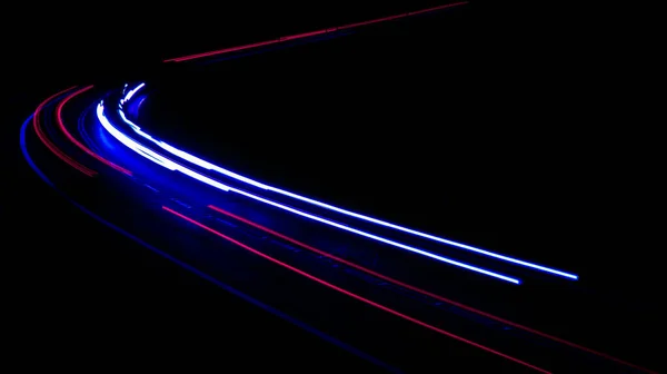 Lights Moving Cars Night Long Exposure — Stock Photo, Image