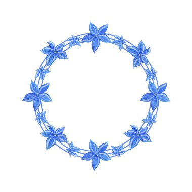 Suluboya çerçeve. Mavi çiçekler ve çim. Düğün, davetiye, tebrik kartları, arama, tırnak, desen, logolar, yazı, vb. için mükemmel