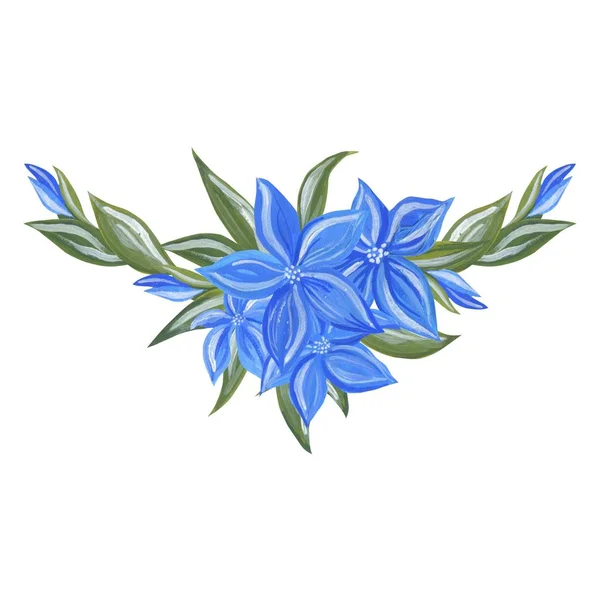 Квітковий Букет Синіх Квітів Трав Запрошення Листівки Дизайн Візитних Карток — стокове фото