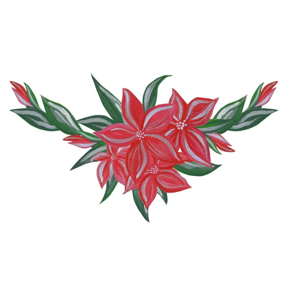 Квітковий Букет Червоних Квітів Трав Запрошення Листівки Дизайн Візитних Карток — стокове фото