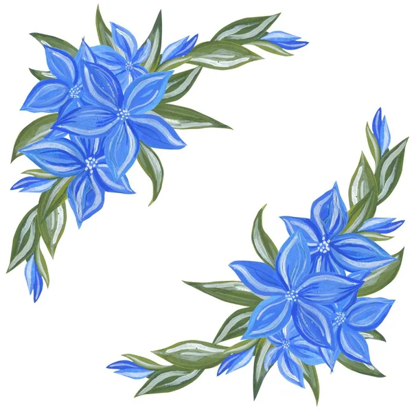 Blumenstrauß Aus Blauen Blumen Und Kräutern Einladung Postkarten Visitenkartendesign Etc — Stockfoto