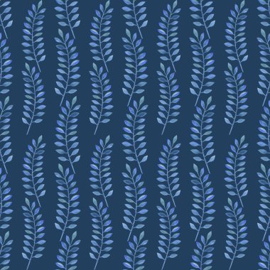 Çiçek desenli suluboya tarzında. Çiçekli pembe ve mavi, otlar ve yaprakları ile güzel seamless modeli. Duvar kağıdı, ambalaj kumaşlar basım için bir arka plan şablon olarak kullanılabilir.