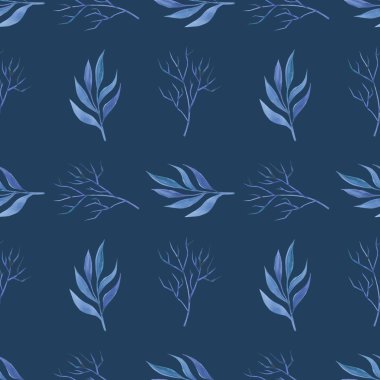 Çiçek desenli suluboya tarzında. Çiçekli pembe ve mavi, otlar ve yaprakları ile güzel seamless modeli. Duvar kağıdı, ambalaj kumaşlar basım için bir arka plan şablon olarak kullanılabilir.