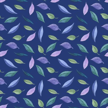 Çiçek desenli suluboya tarzında. Çiçekli pembe ve mavi, otlar ve yaprakları ile güzel seamless modeli. Duvar kağıdı, ambalaj kumaşlar basım için bir arka plan şablon olarak kullanılabilir.