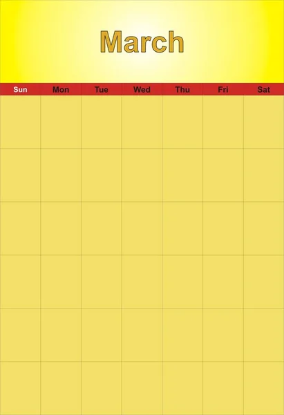 Modello Layout Del Calendario Marzo — Foto Stock