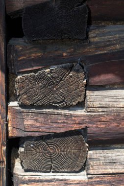 Bir sürü yuvarlak tahta sopa yakın mesafede..