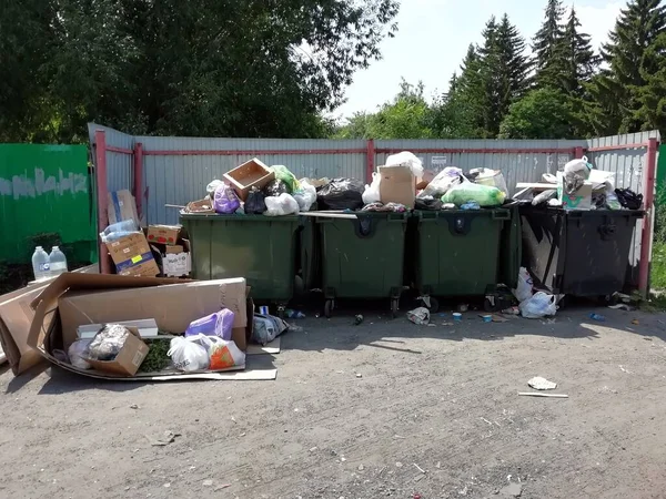 Waste Boxes Bins Full Rubbish — Stock Photo, Image