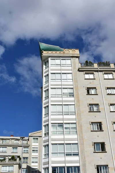 House Green Boat Roof White Windows Pontevedra Galicia Spain Cloudy — Stock Photo, Image