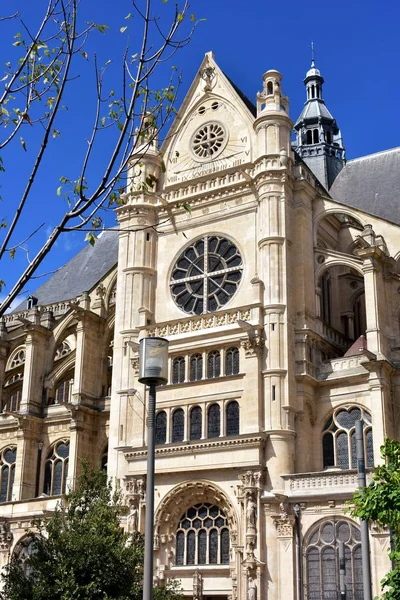Saint Eustache Templomra Les Halles Párizs Franciaország Homlokzati Vértes Napos — Stock Fotó