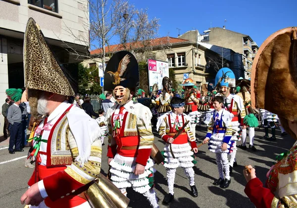 Beroemde Carnaval Straatparade Verin Met Cigarrons Kostuums Provincie Ourense Galicie — Stockfoto