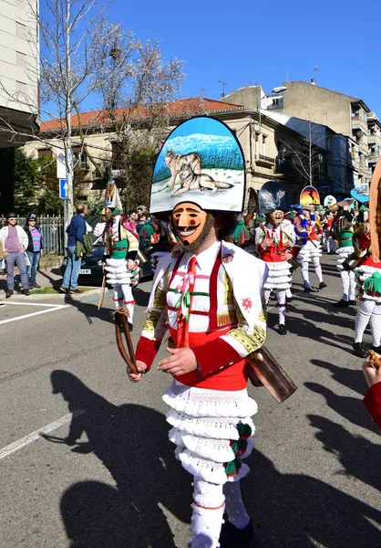 Beroemde Carnaval Straatparade Verin Met Cigarrons Kostuums Provincie Ourense Galicie — Stockfoto