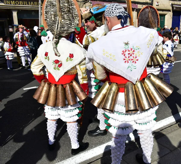 Carnaval Famoso Desfile Rua Verin Com Trajes Charutos Província Ourense — Fotografia de Stock
