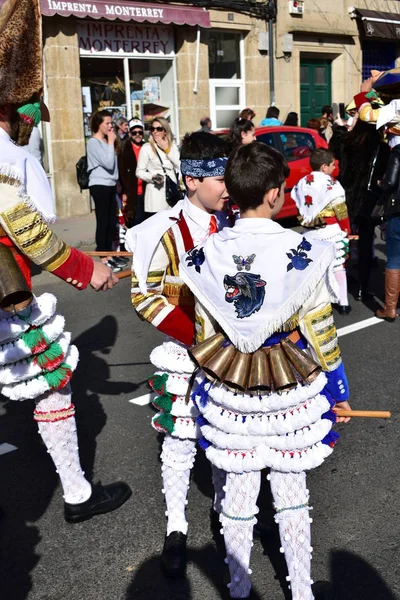 Carnaval Famoso Desfile Rua Verin Com Trajes Charutos Província Ourense — Fotografia de Stock