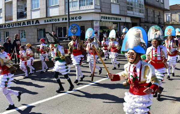 Célèbre Carnaval Défilé Rue Verin Avec Des Costumes Cigarrons Province — Photo