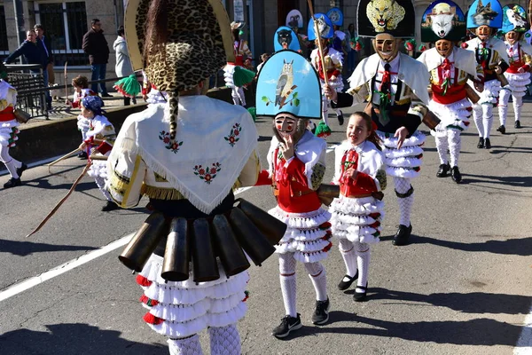 Carnaval Famoso Desfile Rua Verin Com Trajes Charutos Província Ourense — Fotografia de Stock