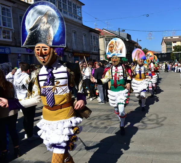 Slavný Karneval Pouliční Průvod Verin Cigarrons Kostýmy Provincie Ourense Galicie — Stock fotografie