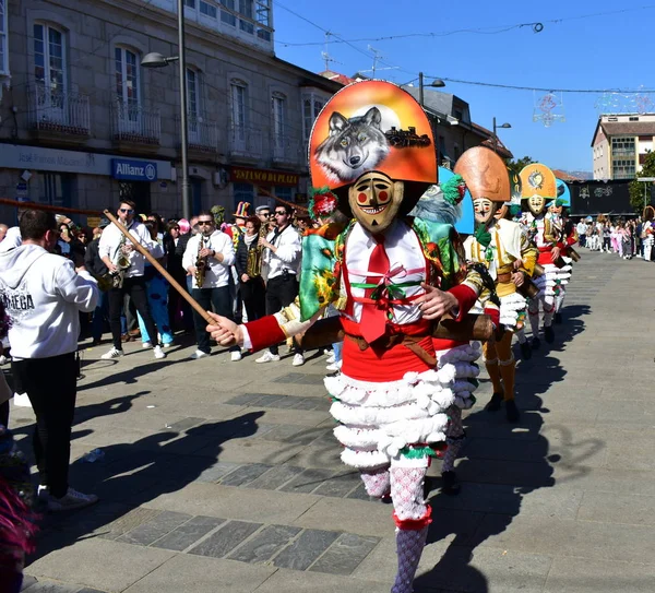 Beroemde Carnaval Straatparade Verin Met Cigarrons Kostuums Provincie Ourense Galicie — Stockfoto