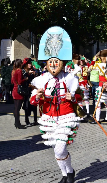 Famoso Carnevale Sfilata Strada Verin Con Costumi Sigari Provincia Ourense — Foto Stock