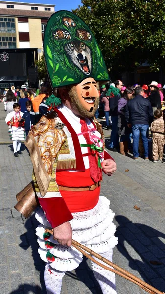 Carnaval Famoso Desfile Rua Verin Com Trajes Charutos Província Ourense — Fotografia de Stock