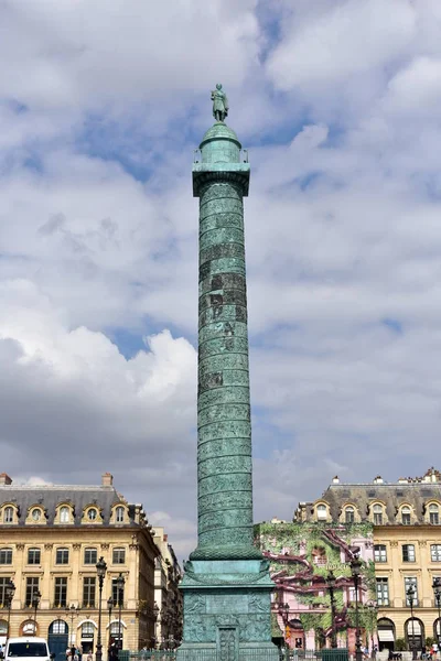 Praça Vendome Coluna Com Estátua Napoleão Bonaparte Paris França Agosto — Fotografia de Stock