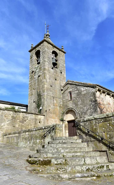 Iglesia Románica Medieval San Esteban Fachada Campanario Escaleras Piedra Allariz —  Fotos de Stock