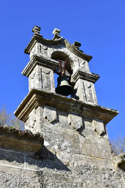 Harangláb Kék Régi Templom Camino Santiago Spanyolország — Stock Fotó
