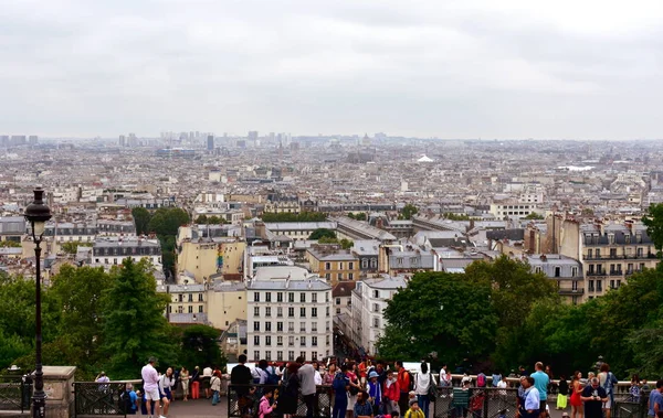 Turisti Punto Vista Sacre Coeur Montmartre Parigi Francia Ago 2018 — Foto Stock