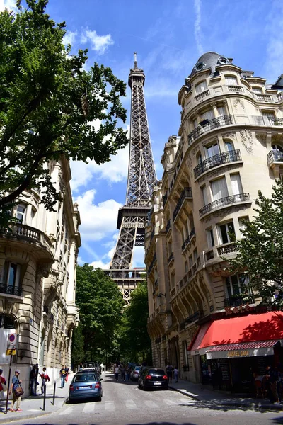 Eiffeltårnet Fra Rue Buenos Aires Paris Frankrig Aug 2018 - Stock-foto