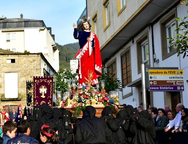 Semaine Sainte Traditionnelle Espagnole Avec Processions Fraternité Religieuse Viveiro Espagne — Photo