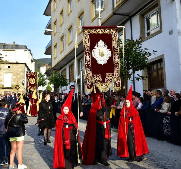 Semana Santa Tradicional Espanhola Com Procissões Fraternidade Religiosa Viveiro Espanha — Fotografia de Stock