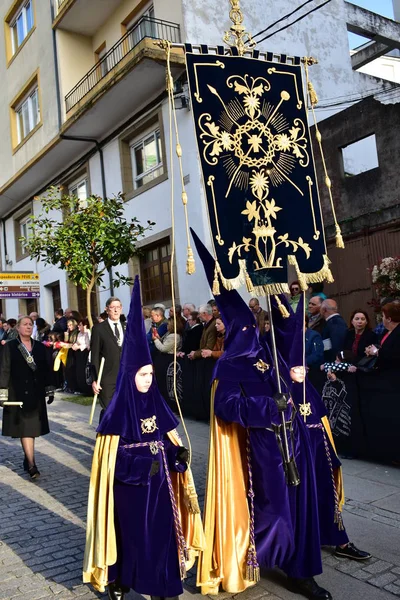 Settimana Santa Tradizionale Spagnola Con Processioni Fraternità Religiosa Viveiro Spagna — Foto Stock